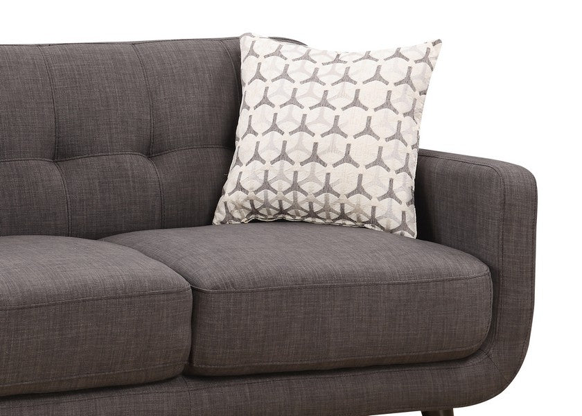 61" Charcoal And Black Loveseat and Toss Pillows