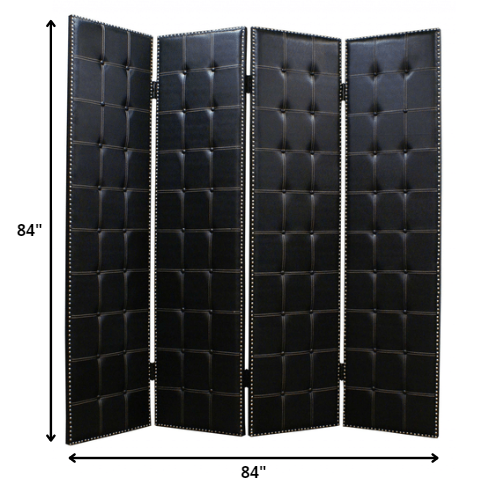 84 X 84 Black Faux Leather  Screen