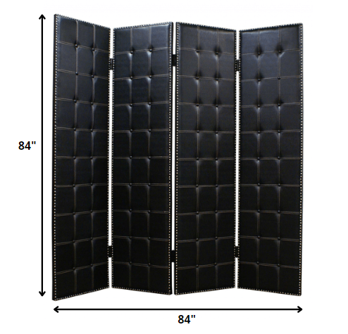 84 X 84 Black Faux Leather  Screen