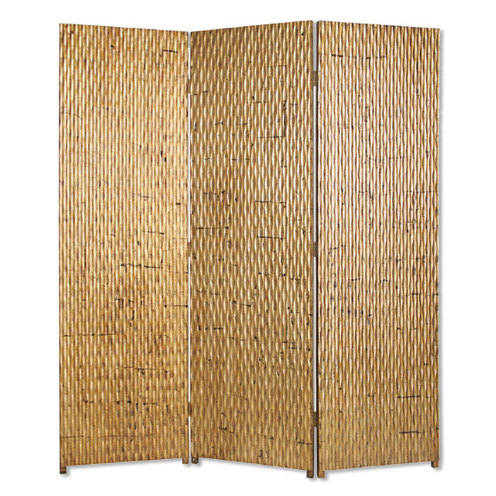 63" X 72" Silver Wood 3 Panel  Screen