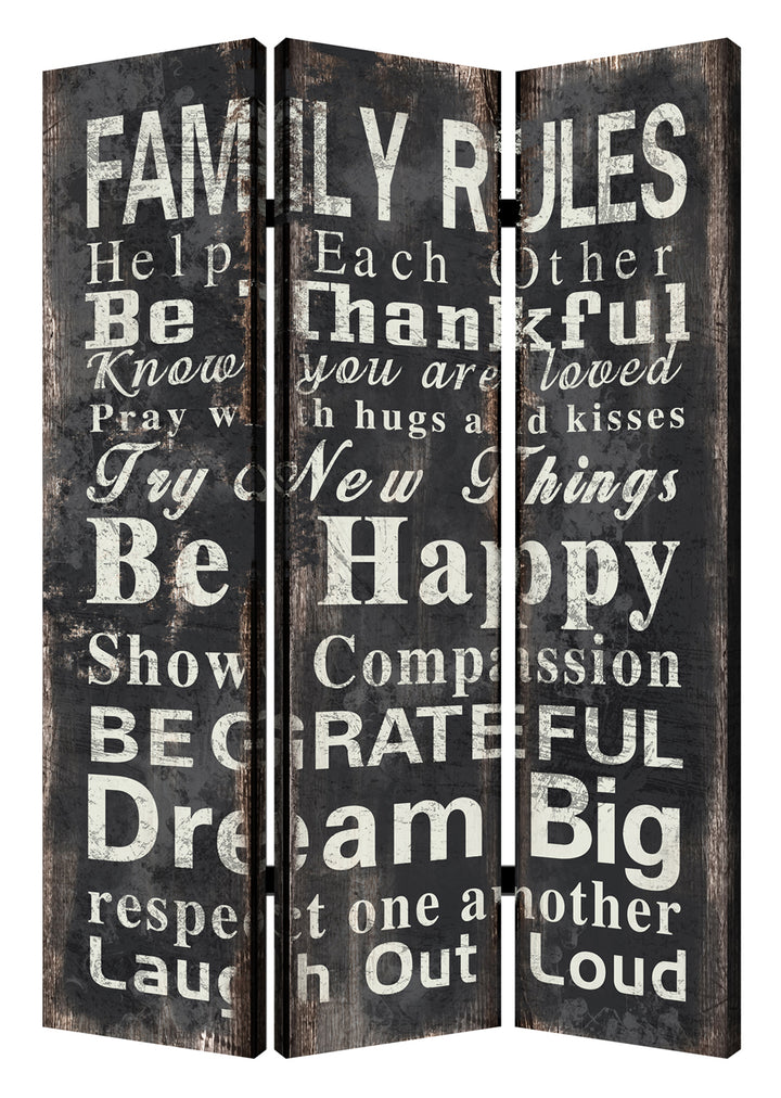 48 X 72 Multi Color Wood Canvas Family Rule  Screen