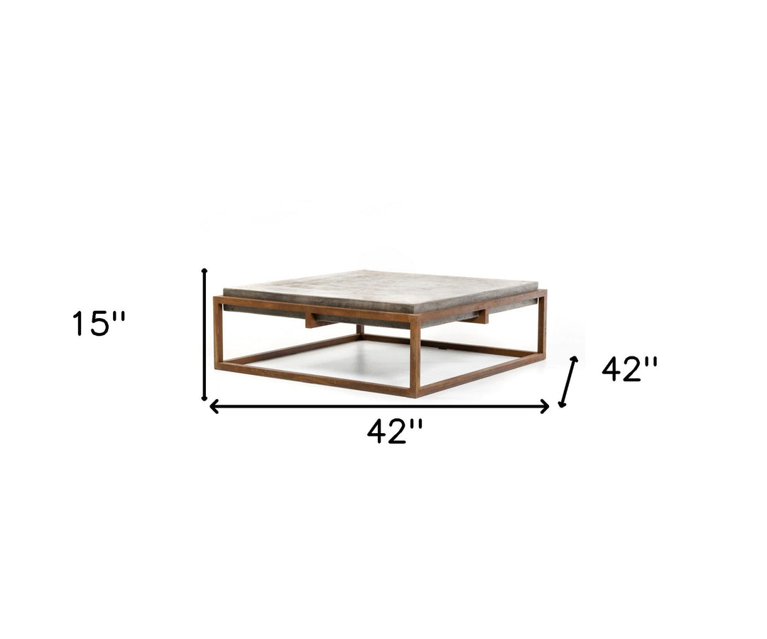 15" Concrete And Metal Coffee Table