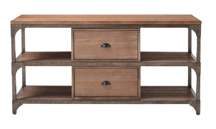 60" Wood Brown Open Shelving TV Stand