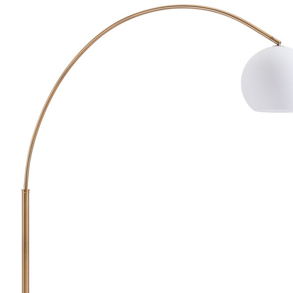 75" Brushed Brass Floor Lamp With White Glass Shade