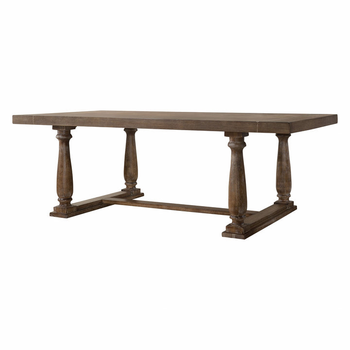 88" Light Gray And Gray Solid Wood Trestle Base Dining Table