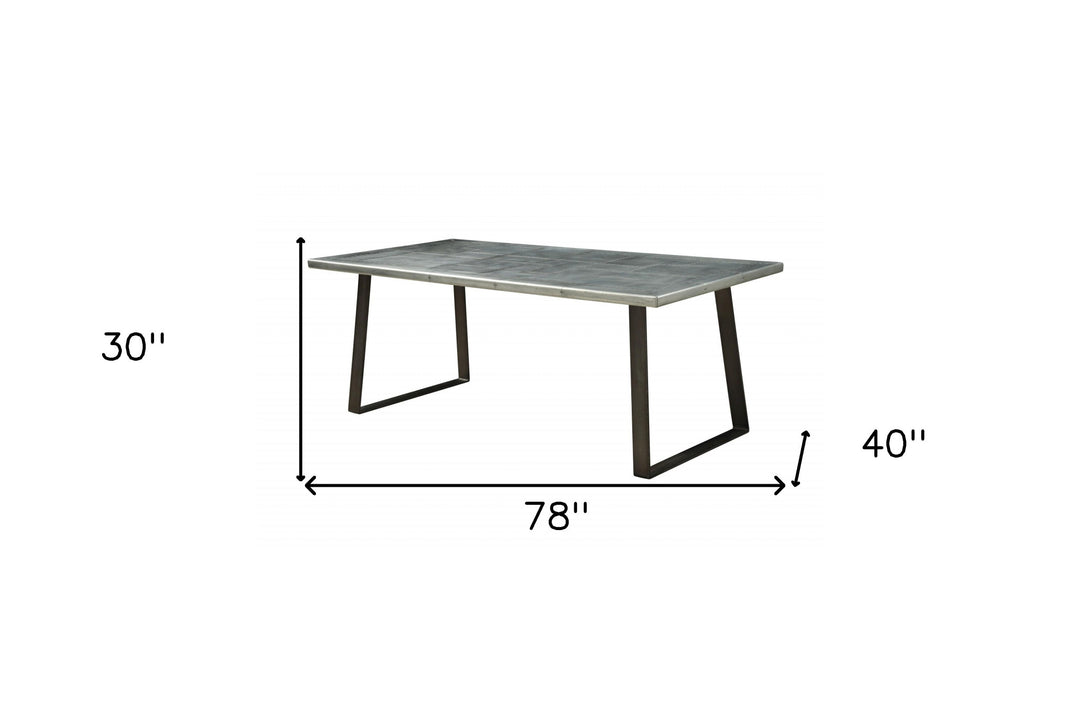 78" Silver And Gray Aluminum And Metal Sled Base Dining Table