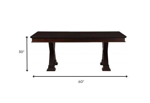 60" Espresso Solid Wood Pedestal Base Dining Table