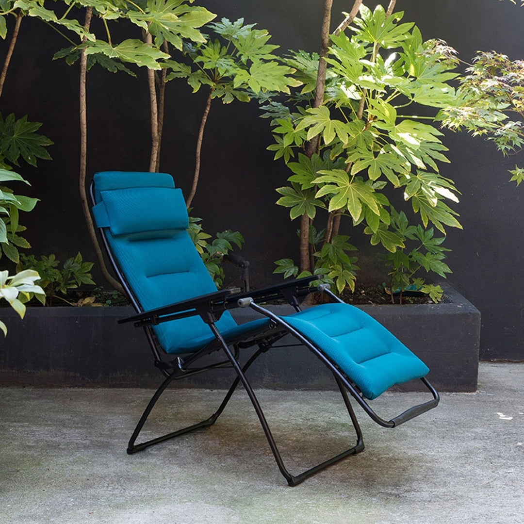 26" Blue Steel Outdoor Zero Gravity Chair with Blue Cushion