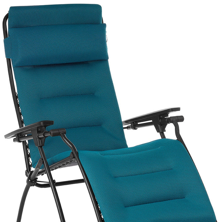 26" Blue Steel Outdoor Zero Gravity Chair with Blue Cushion