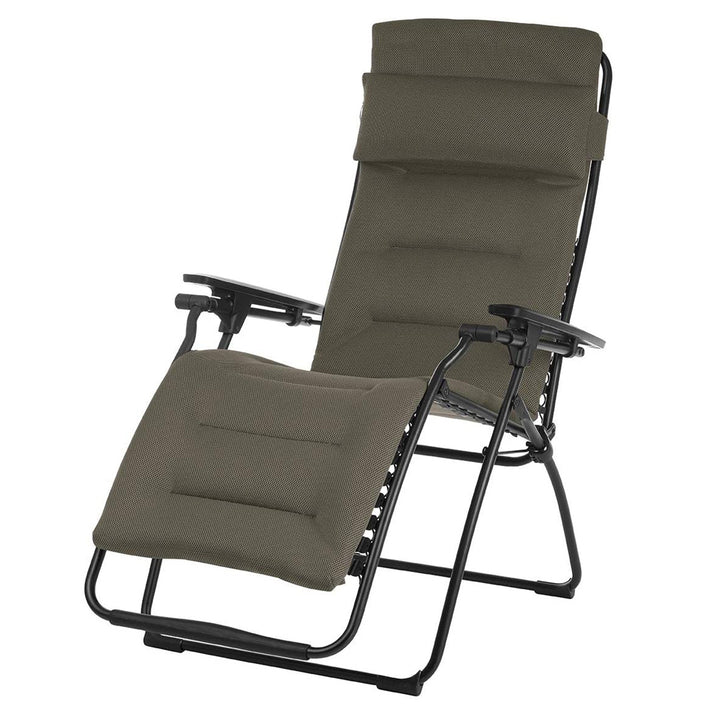 30" Black Steel Outdoor Zero Gravity Chair with Black Cushion