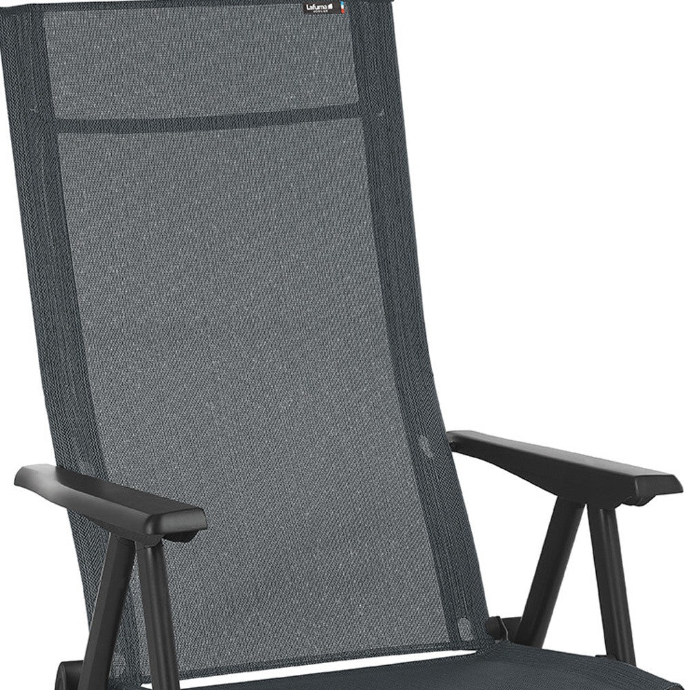 24" Gray and Black Steel Outdoor Arm Chair