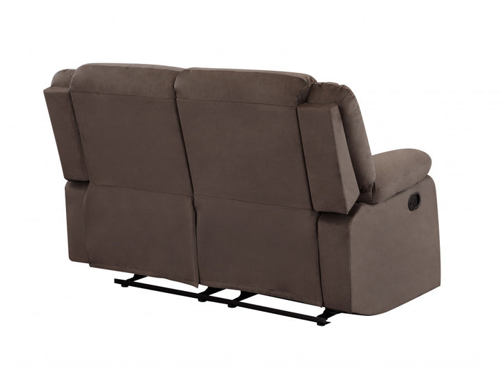 60" Brown Microfiber Manual Reclining Loveseat