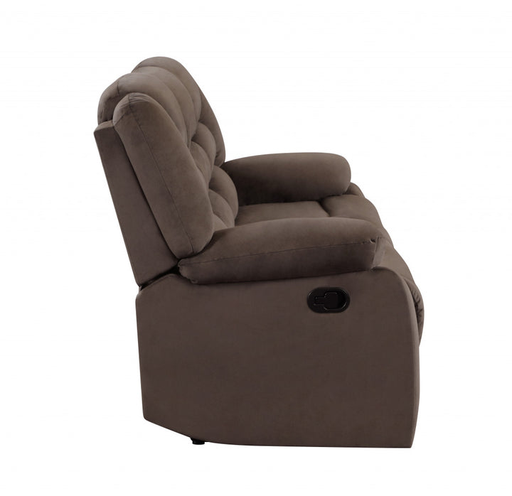 60" Brown Microfiber Manual Reclining Loveseat