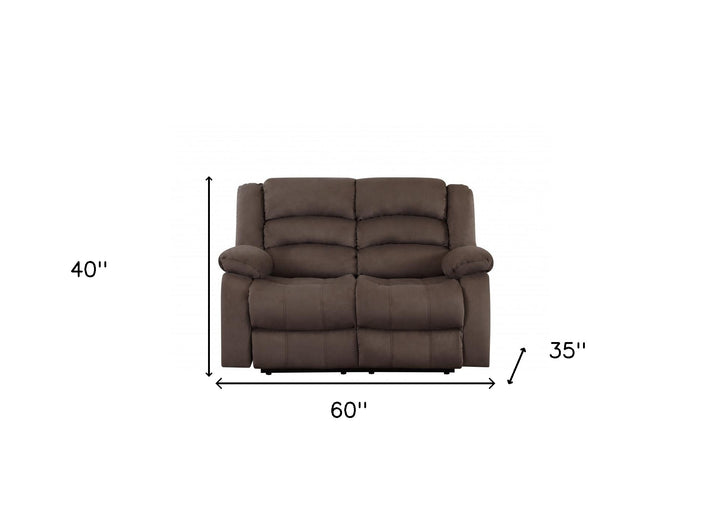 60" Brown Microfiber Manual Reclining Loveseat