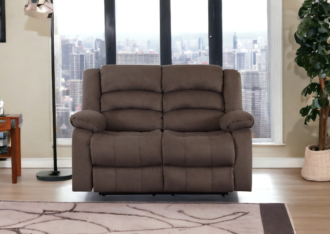 60" Brown Microfiber Manual Reclining Loveseat