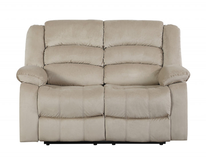 60" Beige Microfiber Manual Reclining Loveseat