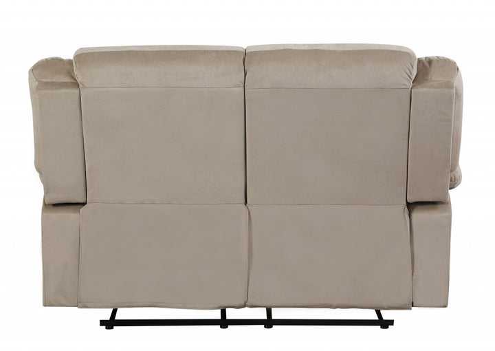 60" Beige Microfiber Manual Reclining Loveseat