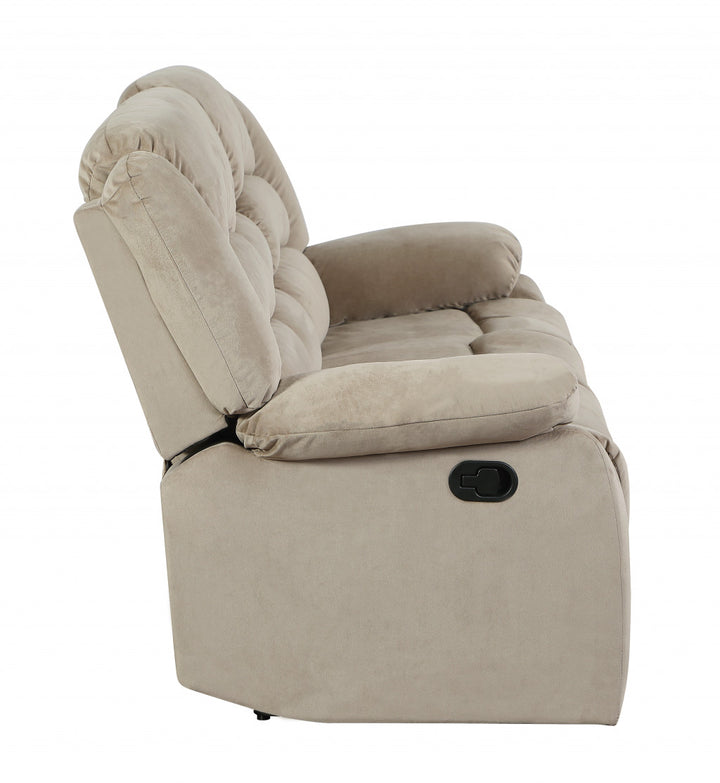 60" Beige Microfiber Manual Reclining Loveseat