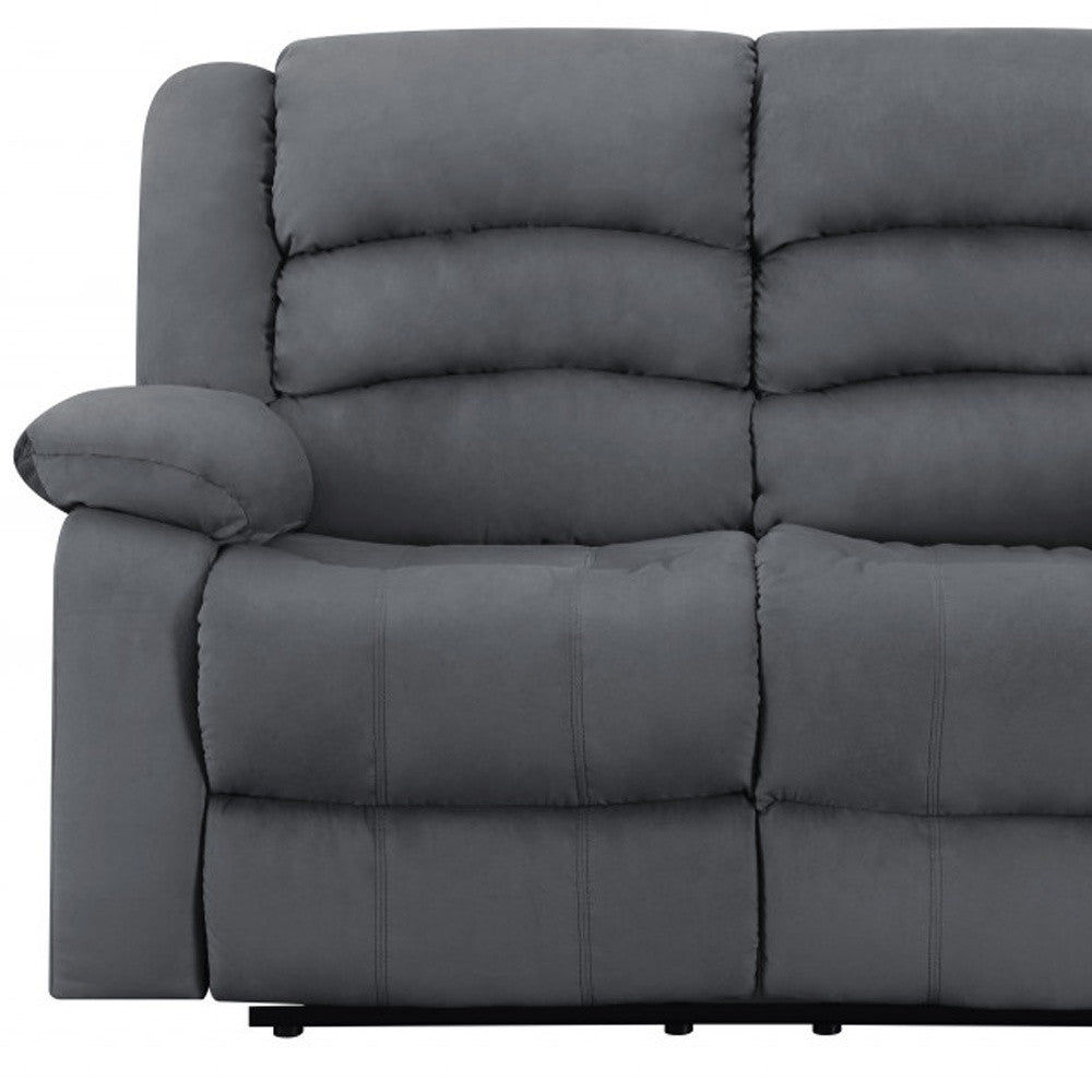 60" Gray Microfiber Manual Reclining Loveseat