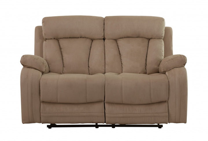 63" Beige Leather Match Recliner