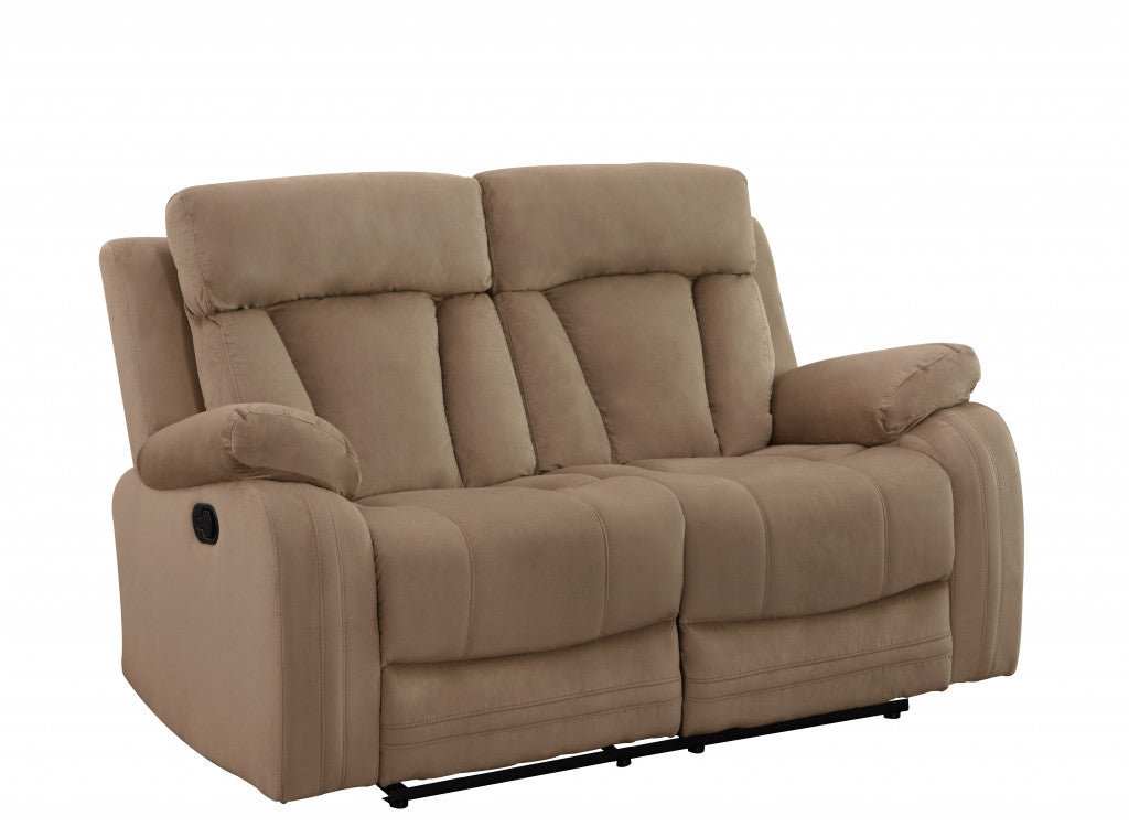 63" Beige Leather Match Recliner