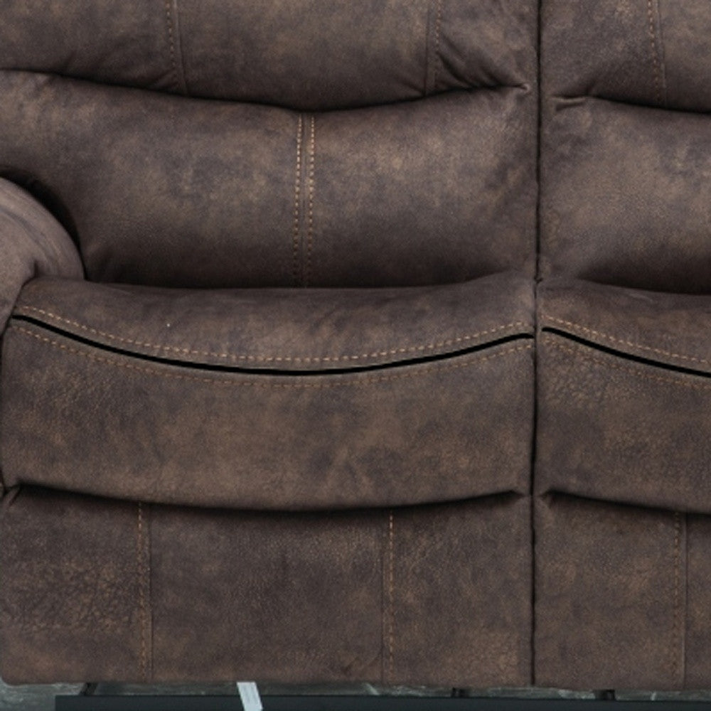 63" Dark Brown Microfiber Manual Reclining Love Seat