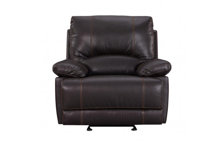 41" Brown Leather Match Recliner