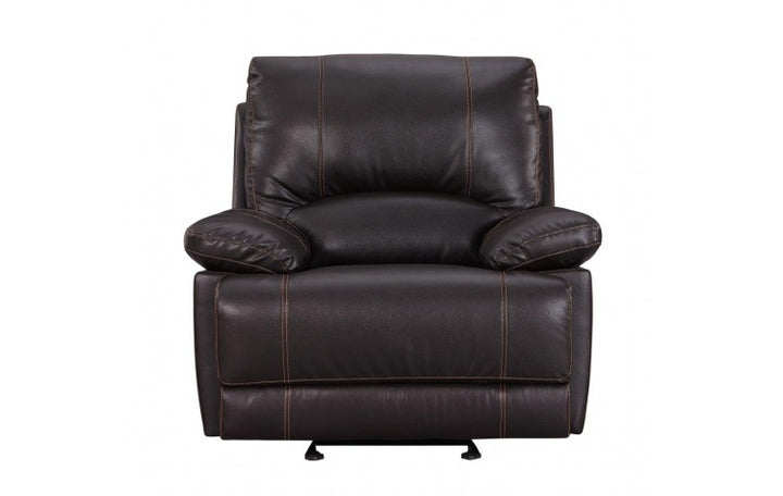 41" Brown Leather Match Recliner