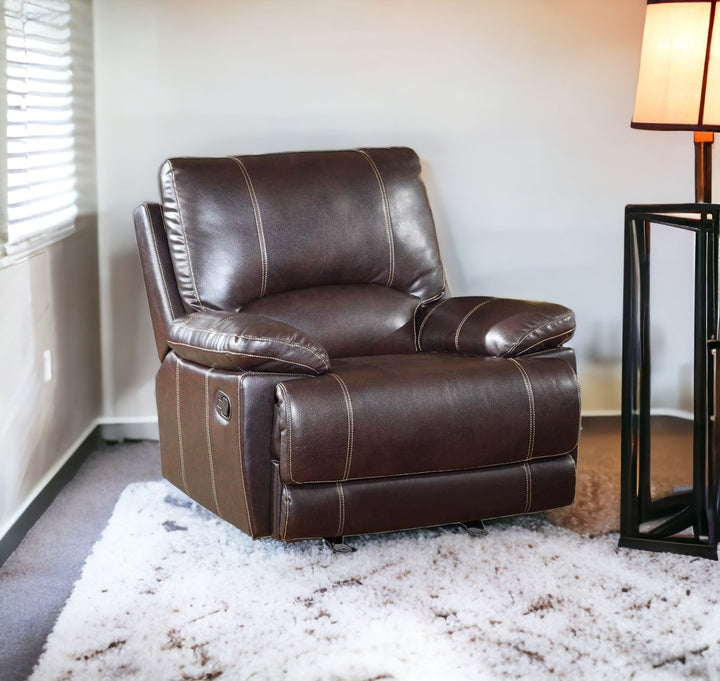 41" Brown Leather Match Recliner