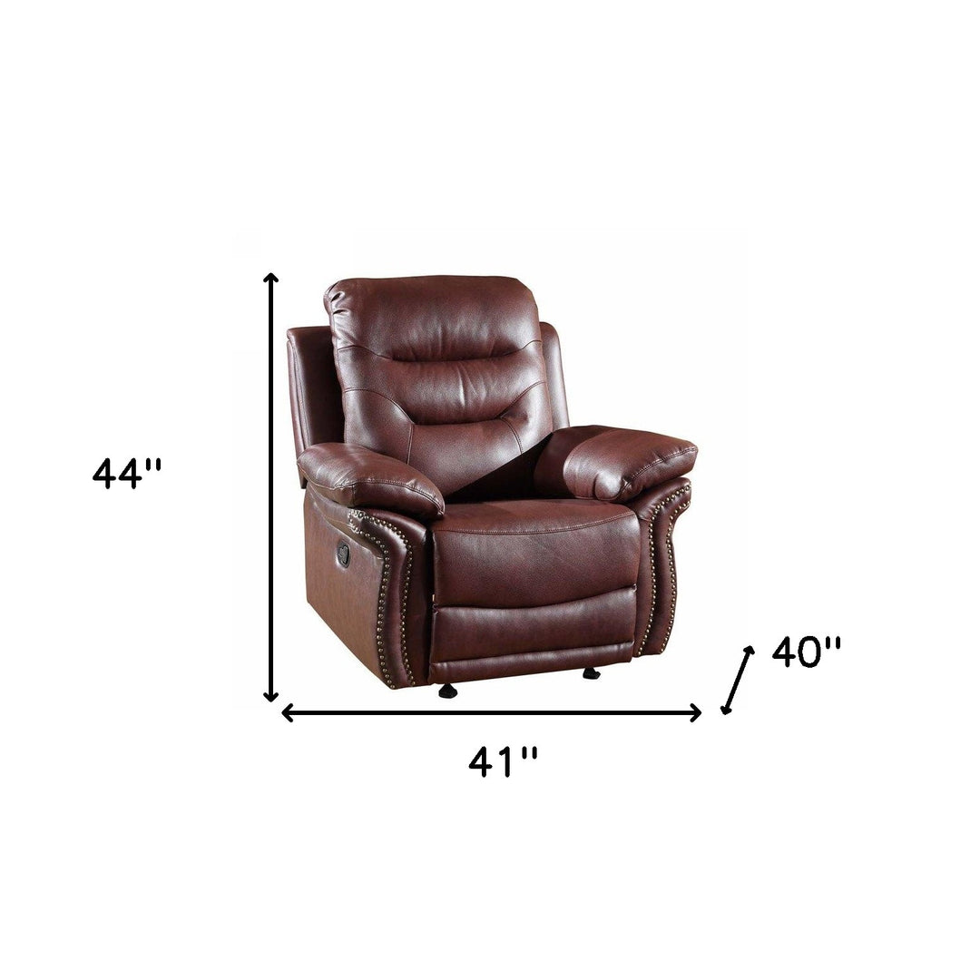 41" Burgundy Leather Match Recliner