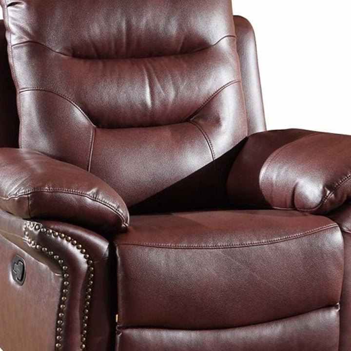 41" Burgundy Leather Match Recliner