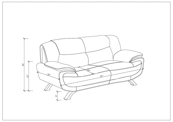 64" Black And Silver Faux Leather Loveseat