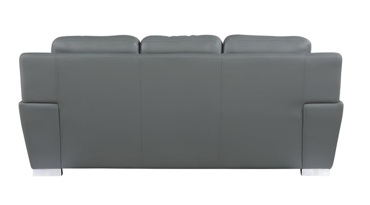 85" Gray Leather Sofa With Silver Legs