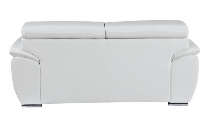 69" White And Silver Faux Leather Loveseat