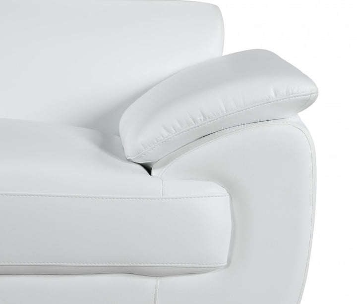 69" White And Silver Faux Leather Loveseat