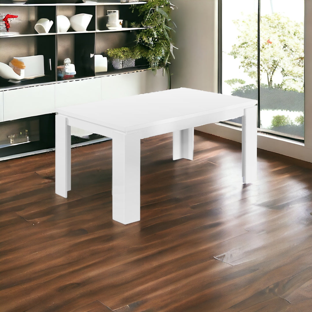 140" White Solid Wood Dining Table