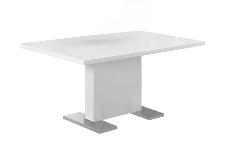 59" White And Gray Metal Pedestal Base Dining Table