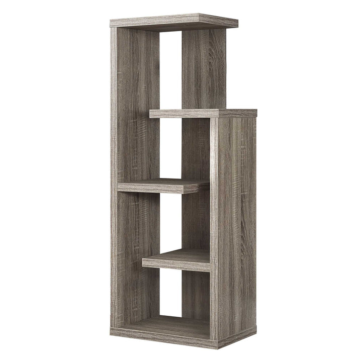 47" Dark Taupe Wood Etagere Bookcase