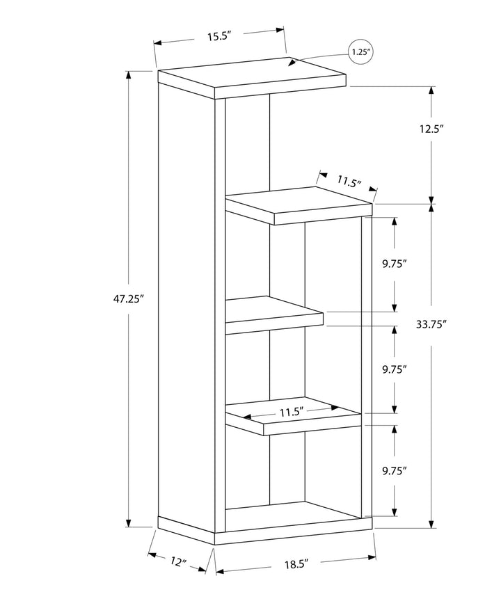 47" Dark Taupe Wood Etagere Bookcase