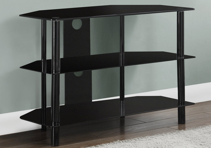 36" Black Metal Open Shelving TV Stand