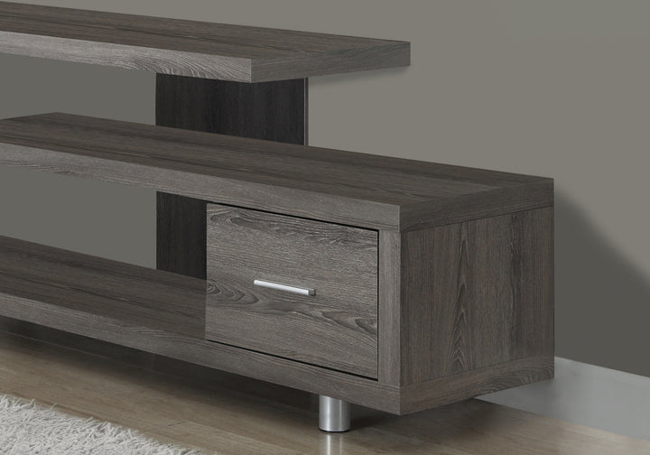 60" Deep Taupe Open Shelving TV Stand