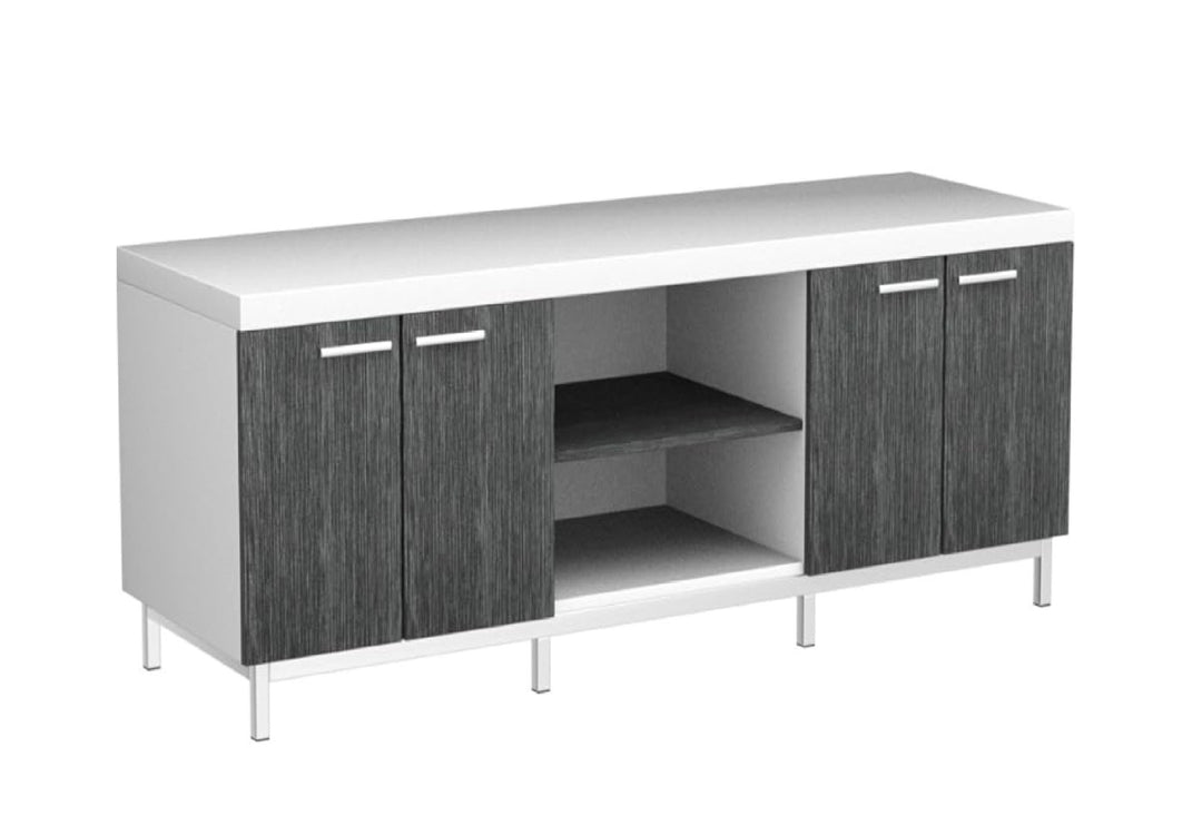 60" Black and Gray Cabinet Enclosed Storage TV Stand