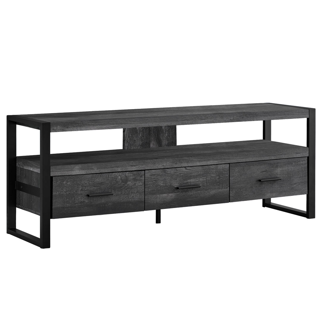 59" Brown and Black Cabinet Enclosed Storage TV Stand