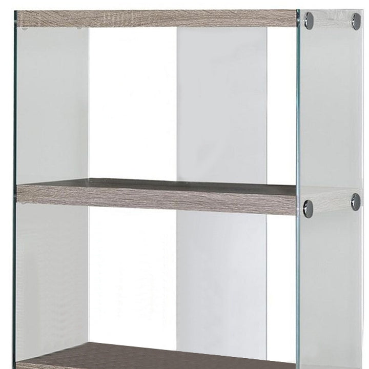 59" White Glass Four Tier Etagere Bookcase