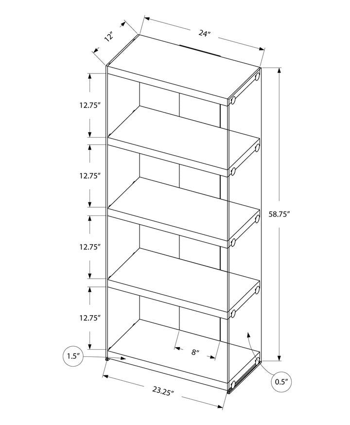 59" White Glass Four Tier Etagere Bookcase