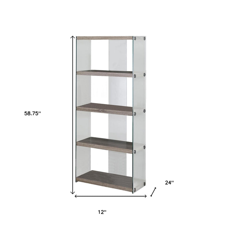 59" White Glass Four Tier Etagere Bookcase