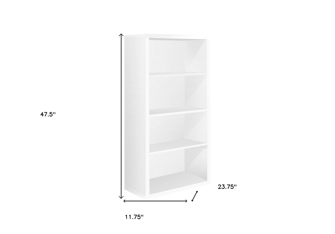 White Wood Adjustable Four Tier Bookcase