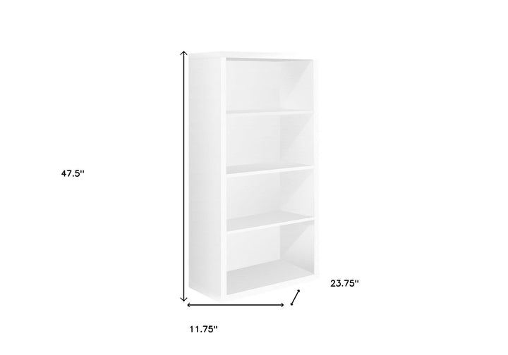 White Wood Adjustable Four Tier Bookcase