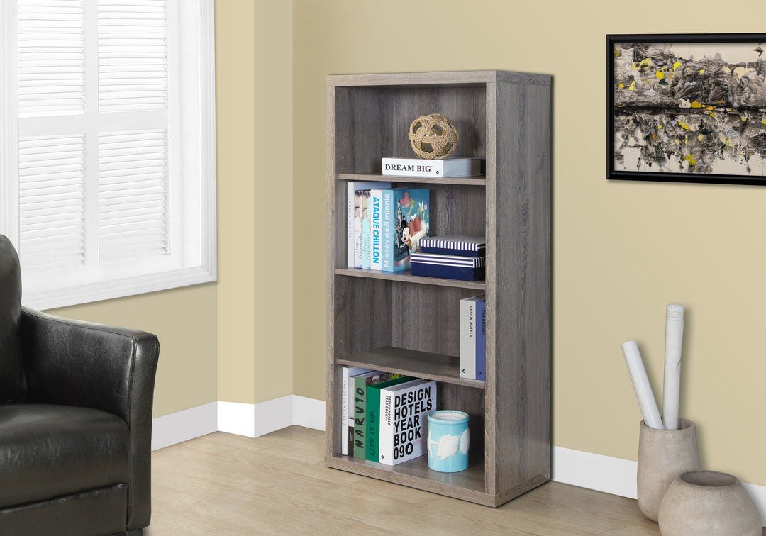 White Wood Adjustable Four Tier Bookcase