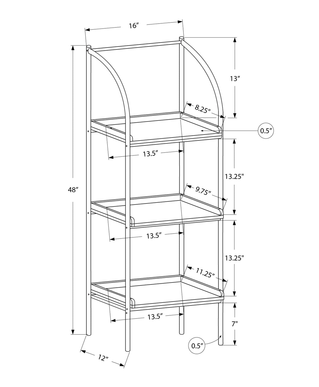 48" Taupe Metal Etagere Bookcase